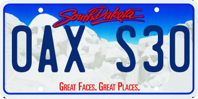 SD license plate 0AXS30