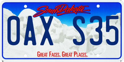 SD license plate 0AXS35