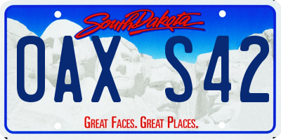 SD license plate 0AXS42