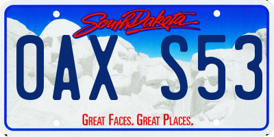 SD license plate 0AXS53