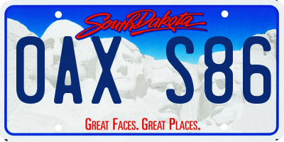 SD license plate 0AXS86