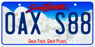 SD license plate 0AXS88