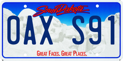 SD license plate 0AXS91