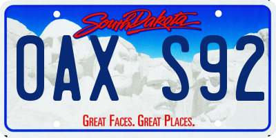 SD license plate 0AXS92