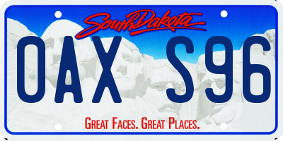 SD license plate 0AXS96