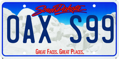 SD license plate 0AXS99