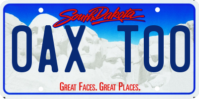 SD license plate 0AXT00