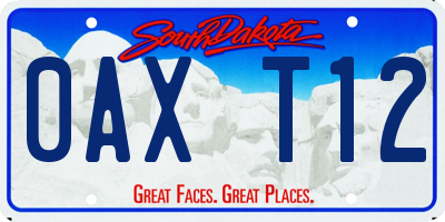 SD license plate 0AXT12