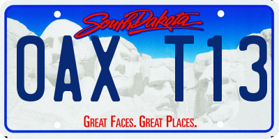 SD license plate 0AXT13