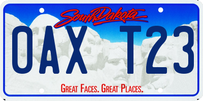 SD license plate 0AXT23