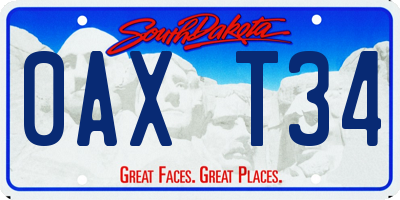 SD license plate 0AXT34