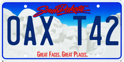 SD license plate 0AXT42