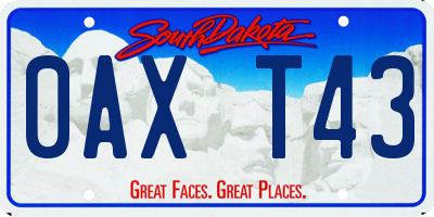 SD license plate 0AXT43
