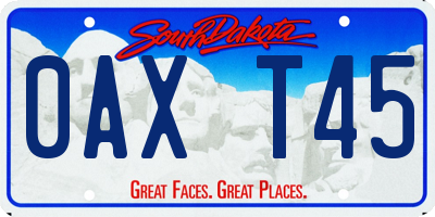 SD license plate 0AXT45