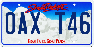 SD license plate 0AXT46