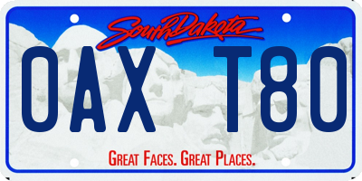 SD license plate 0AXT80