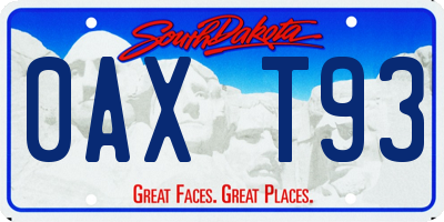 SD license plate 0AXT93