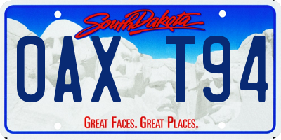 SD license plate 0AXT94