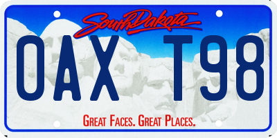 SD license plate 0AXT98