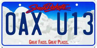 SD license plate 0AXU13