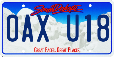 SD license plate 0AXU18