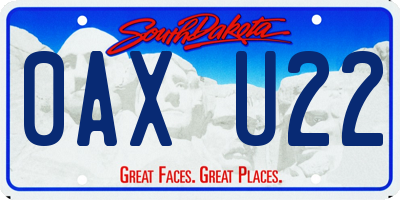 SD license plate 0AXU22