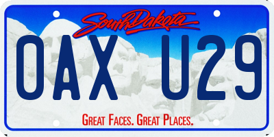 SD license plate 0AXU29