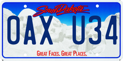 SD license plate 0AXU34