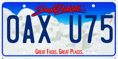 SD license plate 0AXU75
