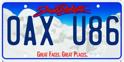SD license plate 0AXU86