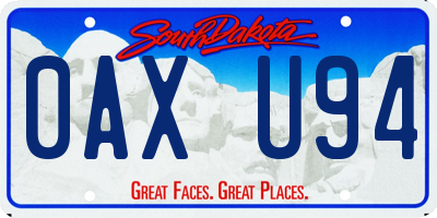 SD license plate 0AXU94