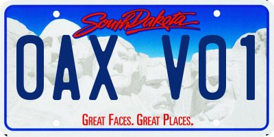 SD license plate 0AXV01