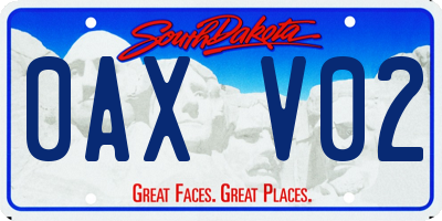 SD license plate 0AXV02