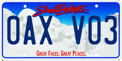 SD license plate 0AXV03