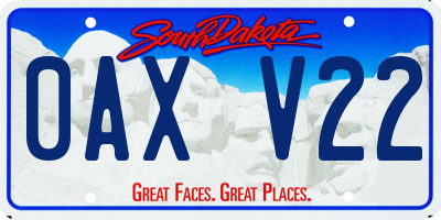 SD license plate 0AXV22