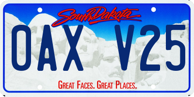 SD license plate 0AXV25