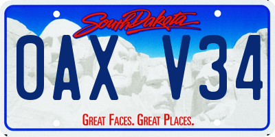 SD license plate 0AXV34
