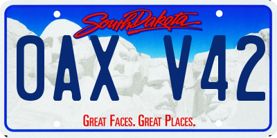 SD license plate 0AXV42