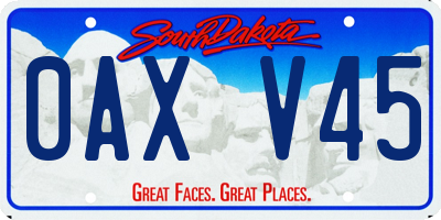 SD license plate 0AXV45