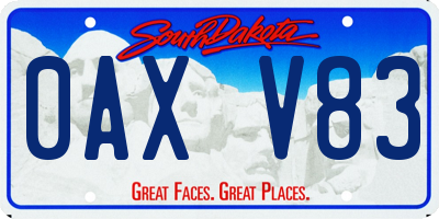 SD license plate 0AXV83