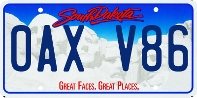 SD license plate 0AXV86
