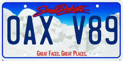 SD license plate 0AXV89