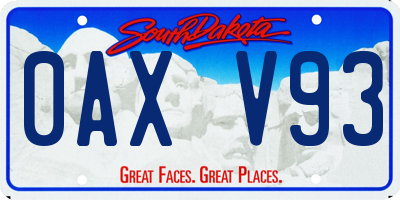 SD license plate 0AXV93