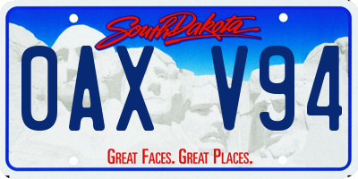 SD license plate 0AXV94