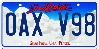 SD license plate 0AXV98