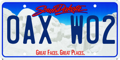 SD license plate 0AXW02
