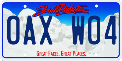 SD license plate 0AXW04