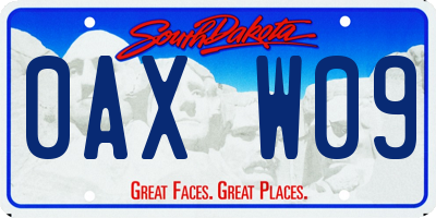 SD license plate 0AXW09