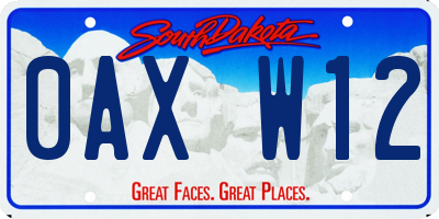 SD license plate 0AXW12