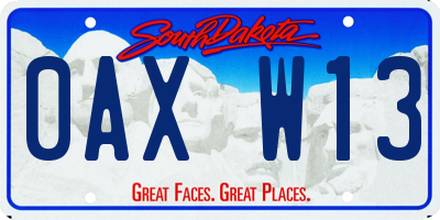SD license plate 0AXW13